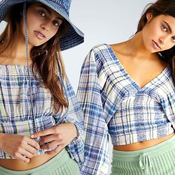 Free People Marlena Plaid NWOT Size S - Picture 1 of 16